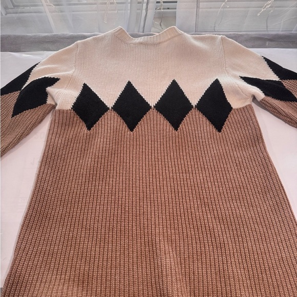 Sandro Paris Geometric Knit Sweater Black Tan Cream Colorblock Size 3 - Picture 7 of 15